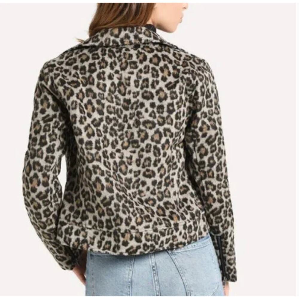 Cupcakes & Cashmere Margaux Wool-blend Jacket in Cheetah Moto Animal Print SZ S - Picture 3 of 16
